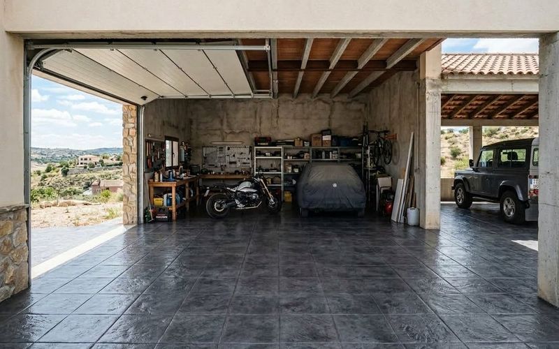 Garaje de Madridejos con el hormigón impreso reparado y resellado